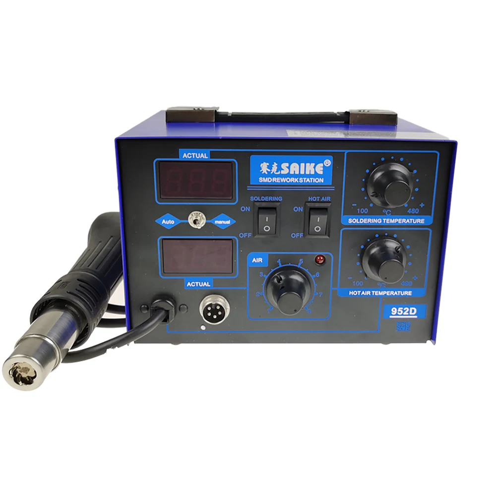 

720W High-power Hot Air Gun Desoldering Station 2-in-1 Welding Tool Electric Soldering Iron Saike 952D A1321 ceramic heater