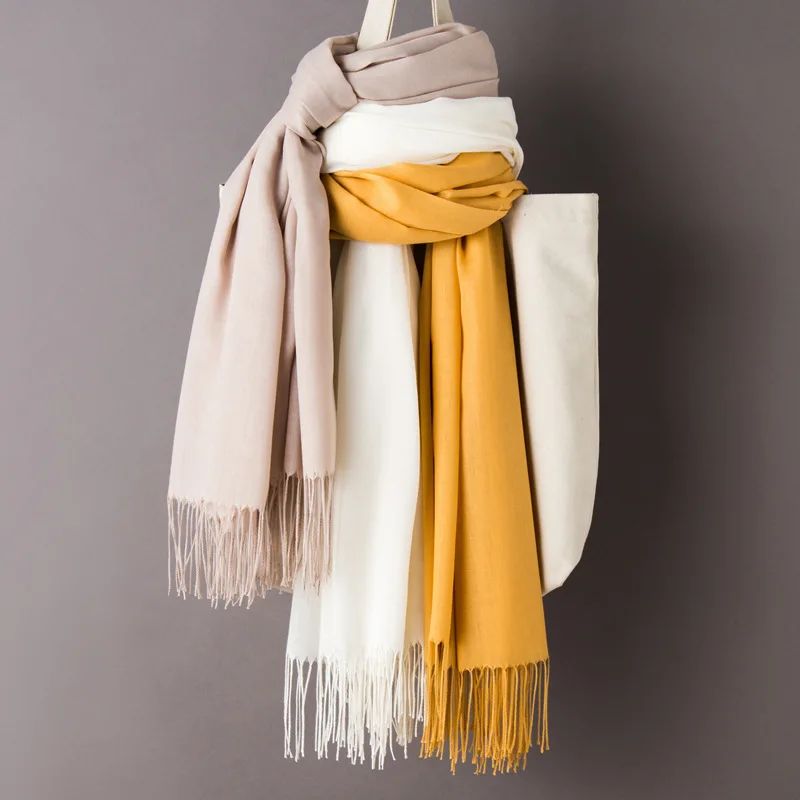 

2019 Winter Women Scarf Thin Shawls and Wraps Lady long Solid hijab Stoles Cashmere Pashmina Cashmere Shawl Autumn Head Scarves