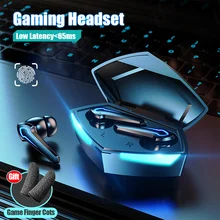 H&A Gaming Headsets TWS Bluetooth 5.0 Wireless Headphones LED Sports Waterproof Wireless Earphone Noise Cancelling Earbuds Gamer