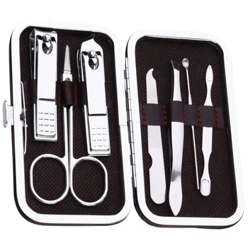 

7PCS/Set Stainless Steel Nail Clippers Eyebrow Scissors Nail Clippers Trimmer Durable Portable Manicure Kit for Man Woman (Rando