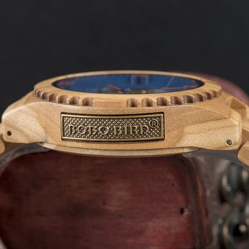 BOBO BIRD Роскошные брендовые деревянные автоматические часы мужские Relogio Masculino Механические наручные часы металлический логотип вставка деревянный корпус часы подарок