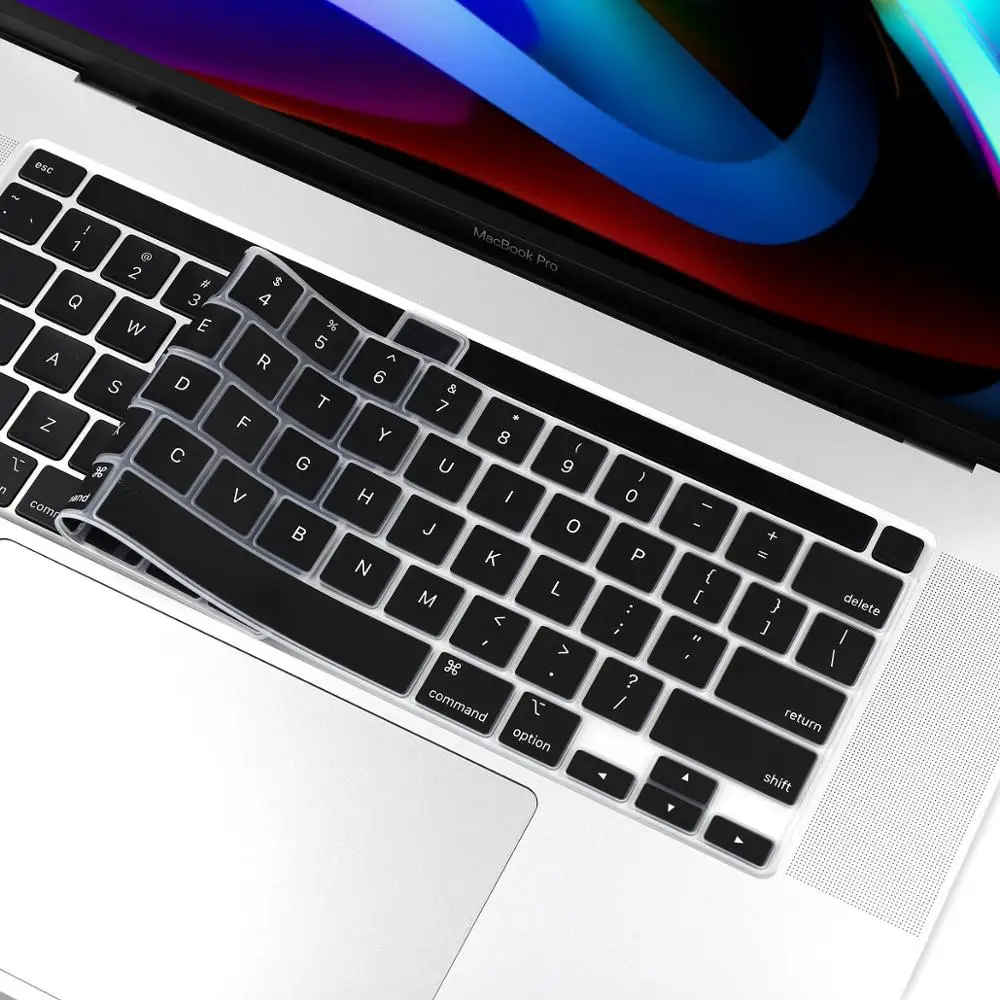 Американская английская Силиконовая накладка для клавиатуры прозрачная защита для Macbook New Pro 16 дюймов A2141 Сенсорная панель/Touch ID - Цвет: Black