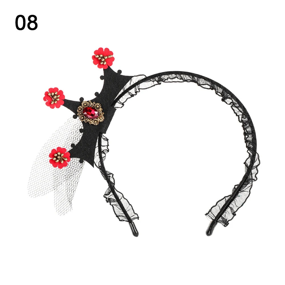 Новинка бандана для готов Дьявол Рог волос обруч паук маска с вуалью Hairband Хэллоуин Косплей головные уборы вечерние аксессуары для волос - Цвет: 08