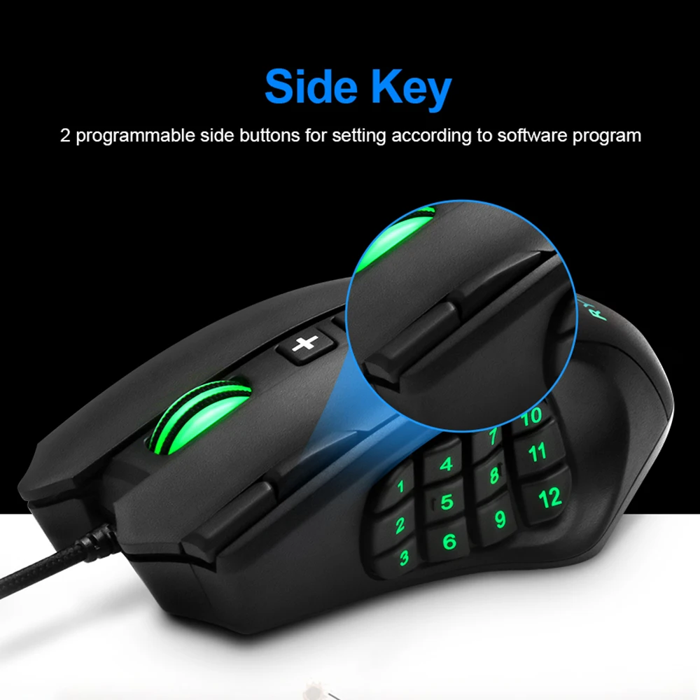 Rocketek Usb Wired Gaming Mouse dpi 16 Buttons Laser Programmable Game Mice With Backlight Ergonomic For Laptop Pc Computer Mouse Aliexpress
