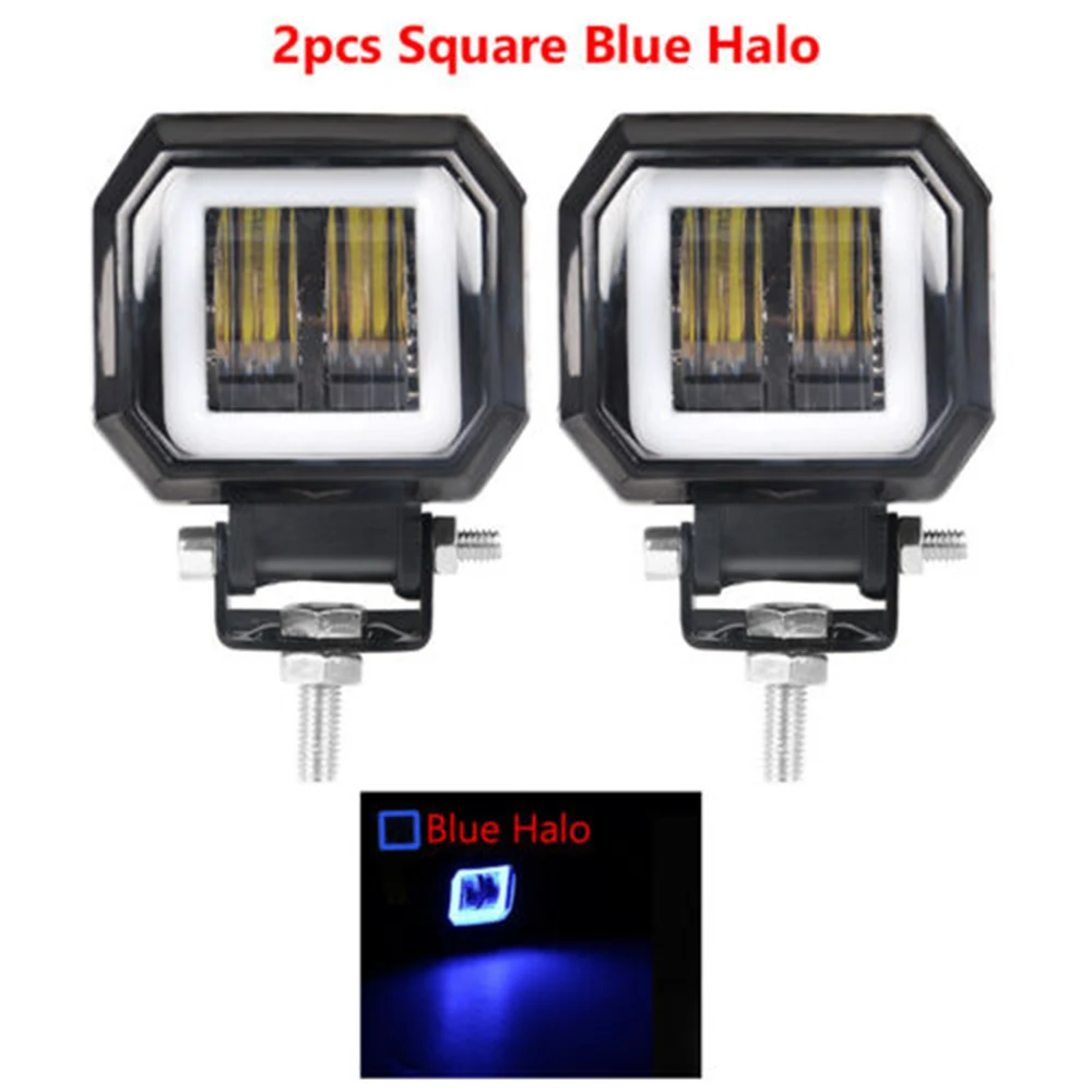 3 дюйма 2-светодиодный противотуманный светильник, лампа Angel Eye Blue Halo, подходит для Jeep ATV UTV грузовик светильник s ударопрочный водонепроницаемый