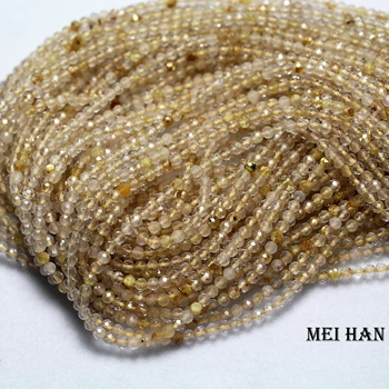 

Meihan natural faceted golden rutilated quartz 2.2-2.5mm (5strands/set) round loose beads stone for jewelry design DIY making