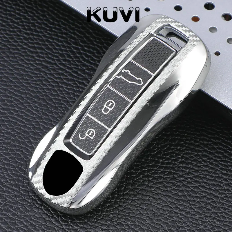 Carbon Tpu Car Key Fob Holder Cover Case For Porsche Cayenne 911 996 Panamera Macan Leather Protection Shell Auto - - Racext™️ - - Racext 17