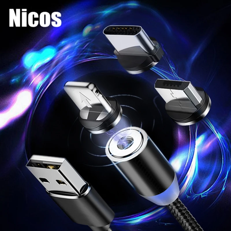 Магнитный usb кабель для быстрой зарядки 2 м iphone samsung huawei Xiaomi type C магнитный Micro USB