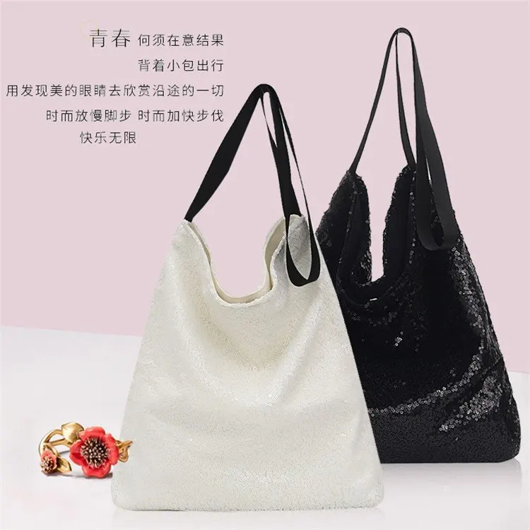 

Simple WOMEN'S Bag 2019 New Style Large Bag Sequin Fashion Large Capacity Casual Tote Bag Shoulder Bag Shoulder Bag Fashion