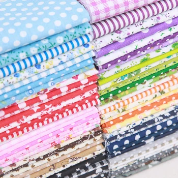 

7pcs Cotton Fabric Small Floral Plain Weave Cloth Sewing Machine Patchwork DIY Hand-Sewn Fabric