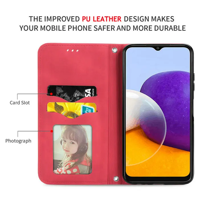 A13 Lite A53 5G 2022 Premium Case Smooth Leather Card Book Shell for Samsung Galaxy A73 Case A23 A33 53 23 A03 Core Flip Cover