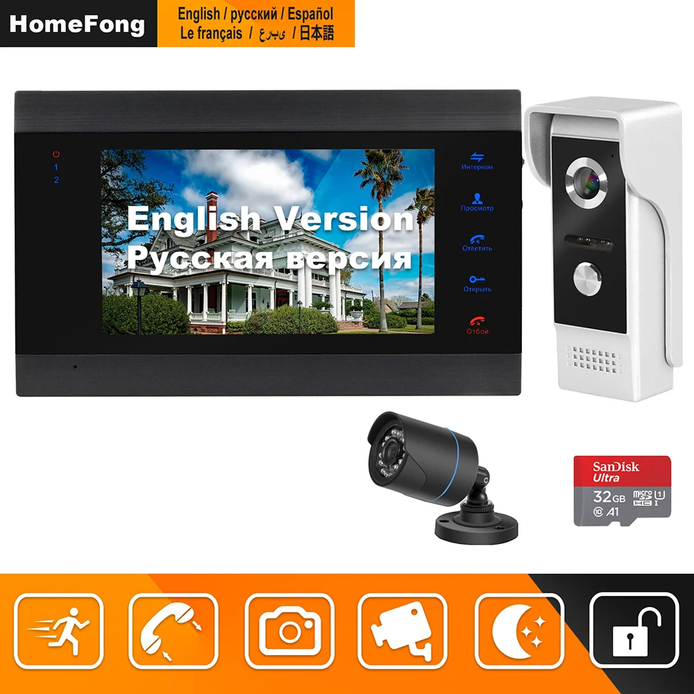 HomeFong Wired Video Intercom with Camera Infrared Night Vision Support Motion Detect Recording Home Security Camera System Kits HomeFong Wired Video Intercom with Camera Infrared Night Vision Support Motion Detect Recording Home Security Camera System Kits
