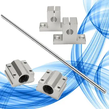 

1Pcs Stainless Steel 8x500mm Linear Shaft Optical Axis Silver + 2pcs Aluminum Rail Shaft Support + 2pcs Linear Slide Block