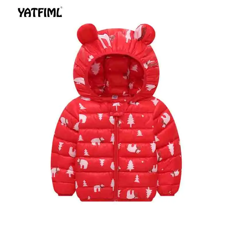 YATFIML/Одежда для маленьких мальчиков и девочек; зимняя детская одежда; одежда с капюшоном; костюм для детей; Одежда для мальчиков - Цвет: red