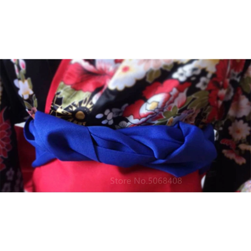 Japanese Traditional Kimono Dress Anime Hell Girl Cosplay Costume Obi Haori Vintage Floral Robe Stage Fancy Wear Halloween Dark