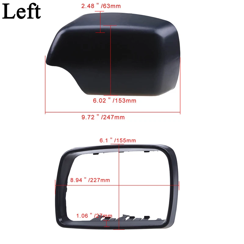 

MagicKit Mirror For BMW E53 X5 2000-2006 Side Door Rearview Mirror Trim Ring Frame Mirror Cover Cap Black Car Housing Part Left