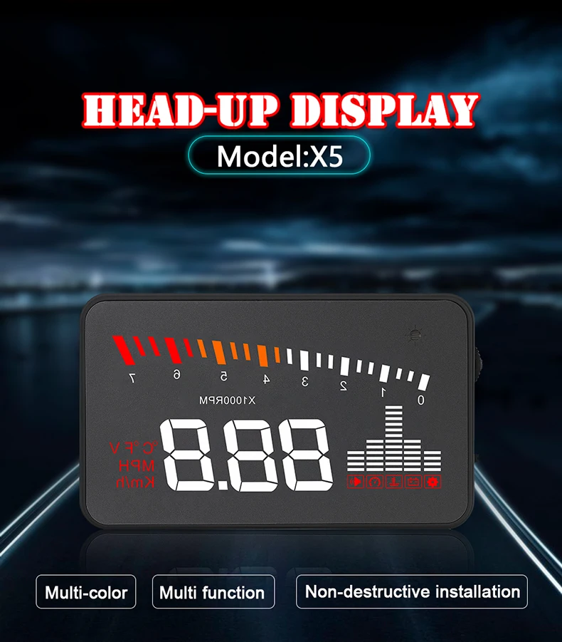 HUD OBD компьютерный автомобильный проектор скорости цифровой измеритель скорости Дисплей Расход топлива Датчик температуры диагностический инструмент сигнализация