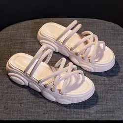Women's Shoes Fashion Sandals Women's New 2021 Summer Net Red Thick-soled All-match Outer Wear Roman Sandals and Slippers Tide
