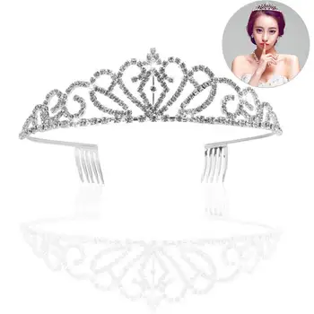 

PIXNOR Wedding Bridal Rhinestone Tiara / Crown / Hairband / Hair Loop with Small Comb (Sliver)