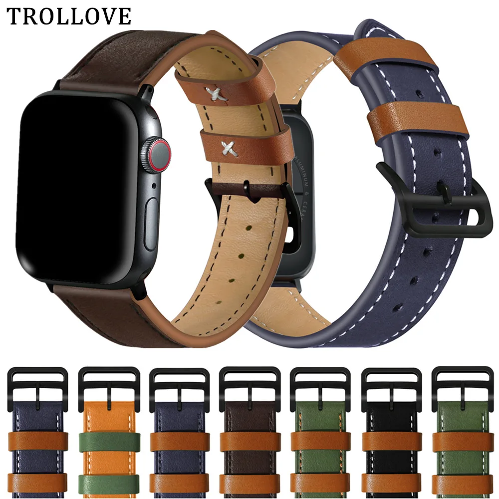 High Quality Leather Loop for iWatch 4 5 40mm 44mm Sports Strap Band Apple Watch 42mm 38mm Series 1&amp2&amp3 Replacement Bracelet | Наручные