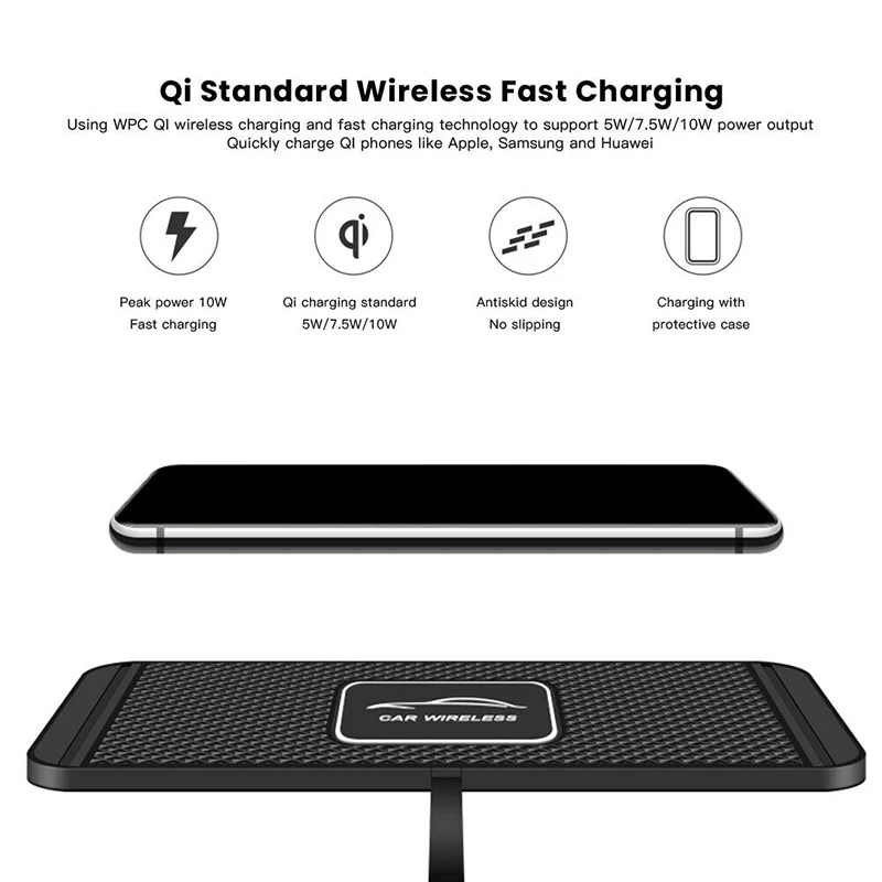 5 Вт/7,5 Вт/10 Вт C1 автомобильное Qi Беспроводное зарядное устройство для быстрой зарядки док-станции нескользящий коврик для приборной панели автомобиля держатель подставка для iPhone samsung