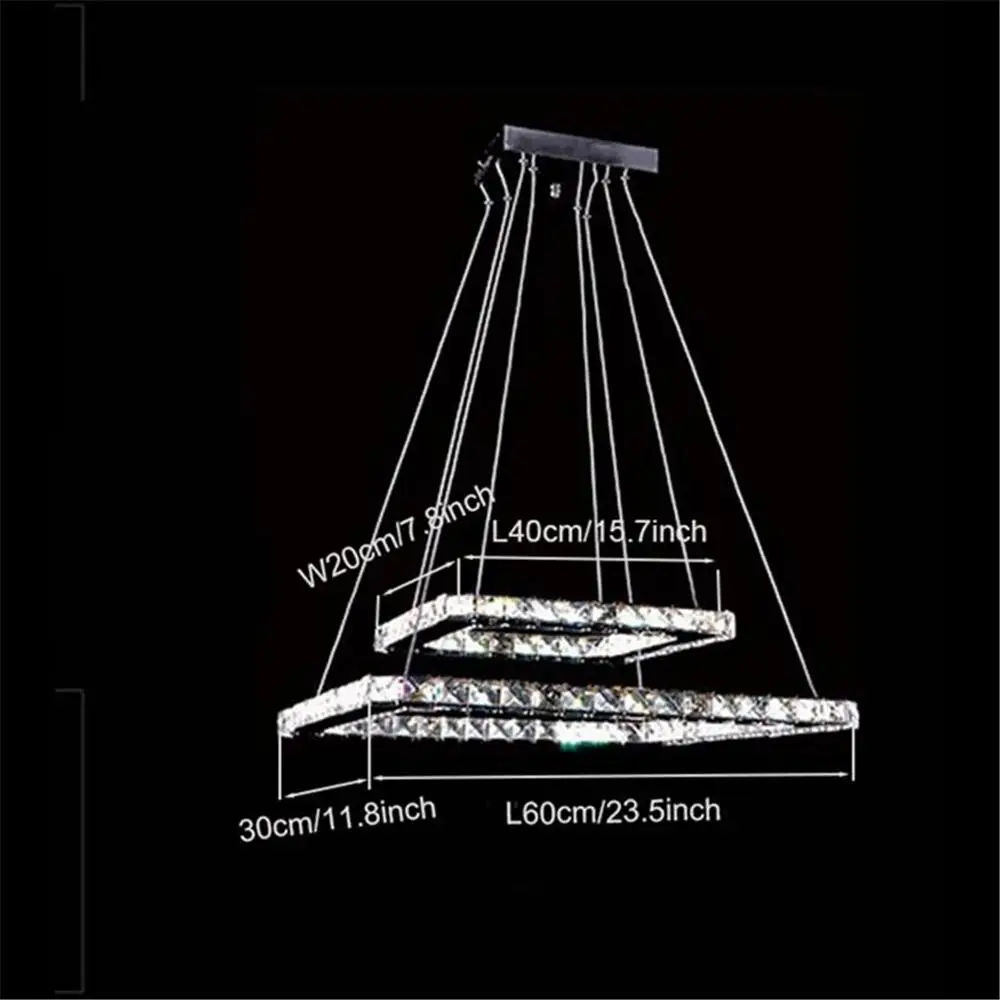 AC100 240V Прямоугольник светодиодный хрустальный подвесной светильник современный