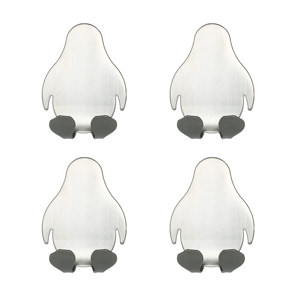 

4PCS Self Adhesive Hooks Door Wall Hook Penguin Pattern Storage Holder Home Kitchen Bathroom Wall Keys Coat Tower Hanger Hook