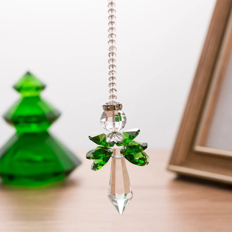 Подвесной Chakra Кристалл ручной работы ангельский кристалл шар Ловец Солнца Кулон оконный орнамент стеклянный кулон ручной работы Рождественский подарок для декора - Цвет: Green