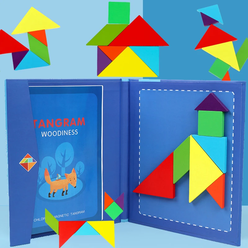 

Montessori Educational Magic Book Magnetic 3D Puzzle Jigsaw Tangram Game Creative Puzzle Magnetic Jigsaw Gift Boys Girls PT-12