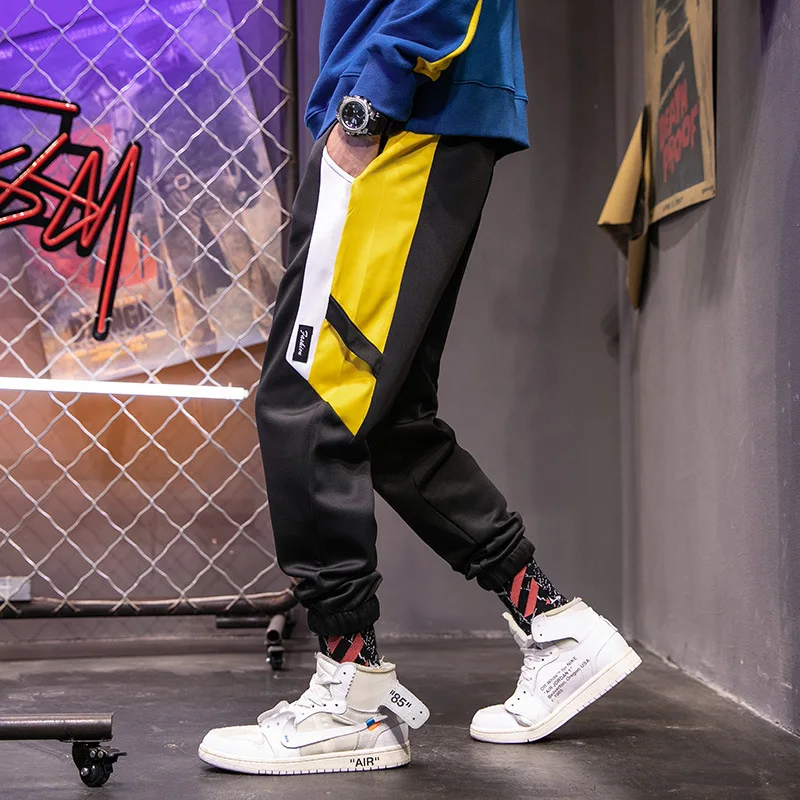 

Large Size Casual Sports Pants Men's Korean-style Trend Contrast Color INS Super Fire Skinny Pants Fat Plus-sized Ankle Banded P