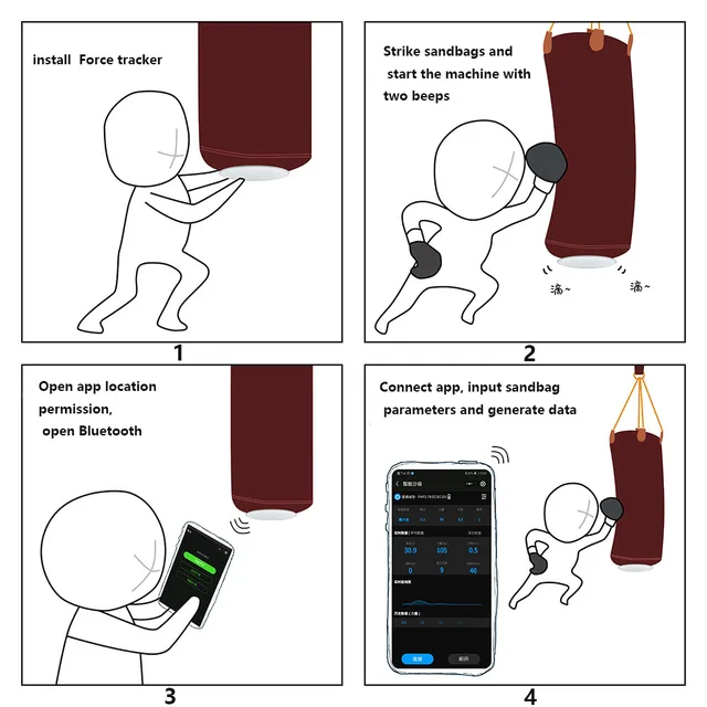 [queling] smart force tracker punching bag power meter speed test