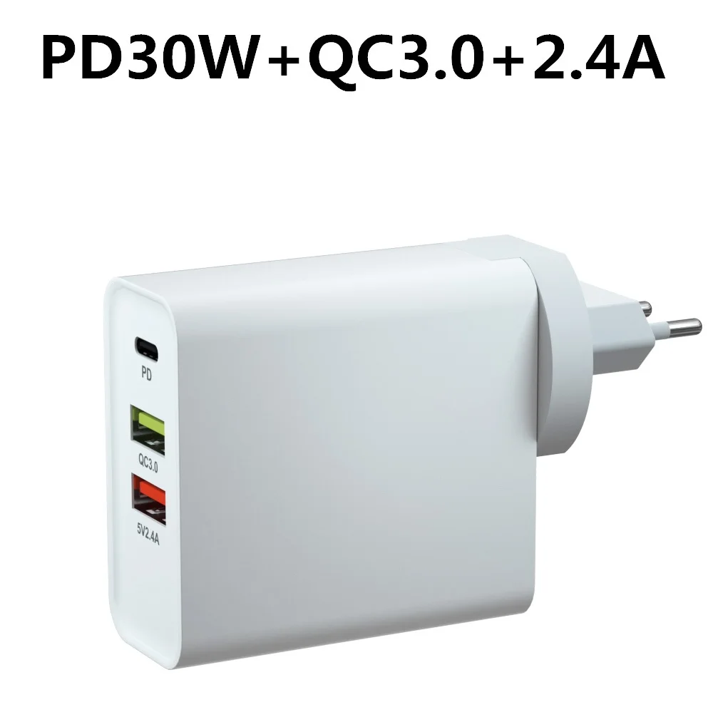 48 Вт PD зарядное устройство Turbo USB C мульти быстрое зарядное устройство 3,0 type C QC 3,0 быстрое настенное зарядное устройство для iPhone 11 Imac Air Switch Pixel - Тип штекера: PD30W QC3.0 2.4A