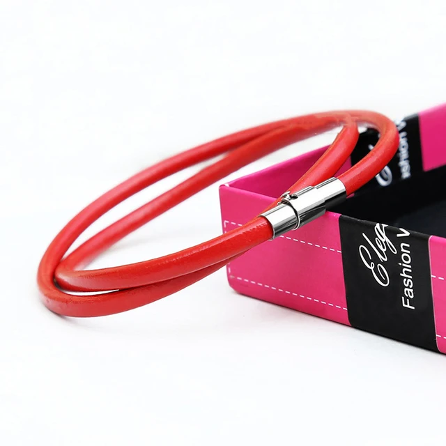 3MM Rubber Neck Cord Necklace Black Leather Rope Choker Collar