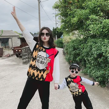 

Children's Sweater Vest 2020 Children's Autumn Winter Mommy and Me Clothes Family Matching Warm Cartoon Boy and Girl Baby Vest