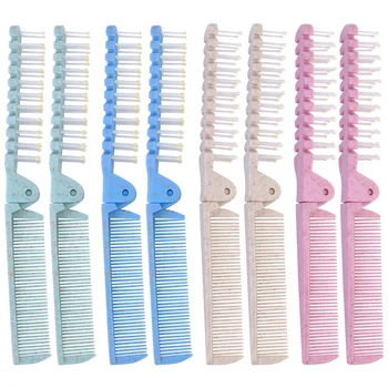 

8pcs Foldable Comb Double-Headed Hair Folding Comb Anti-static Hair Comb Long Hair Straight Comb for Travel (Pink, White, Blue,