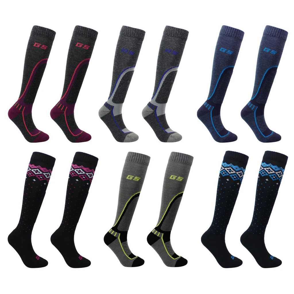 Adult Child Wool Blend Holding Winter Warm Ski Snow Stretchy Long Socks Winter Ski Socks