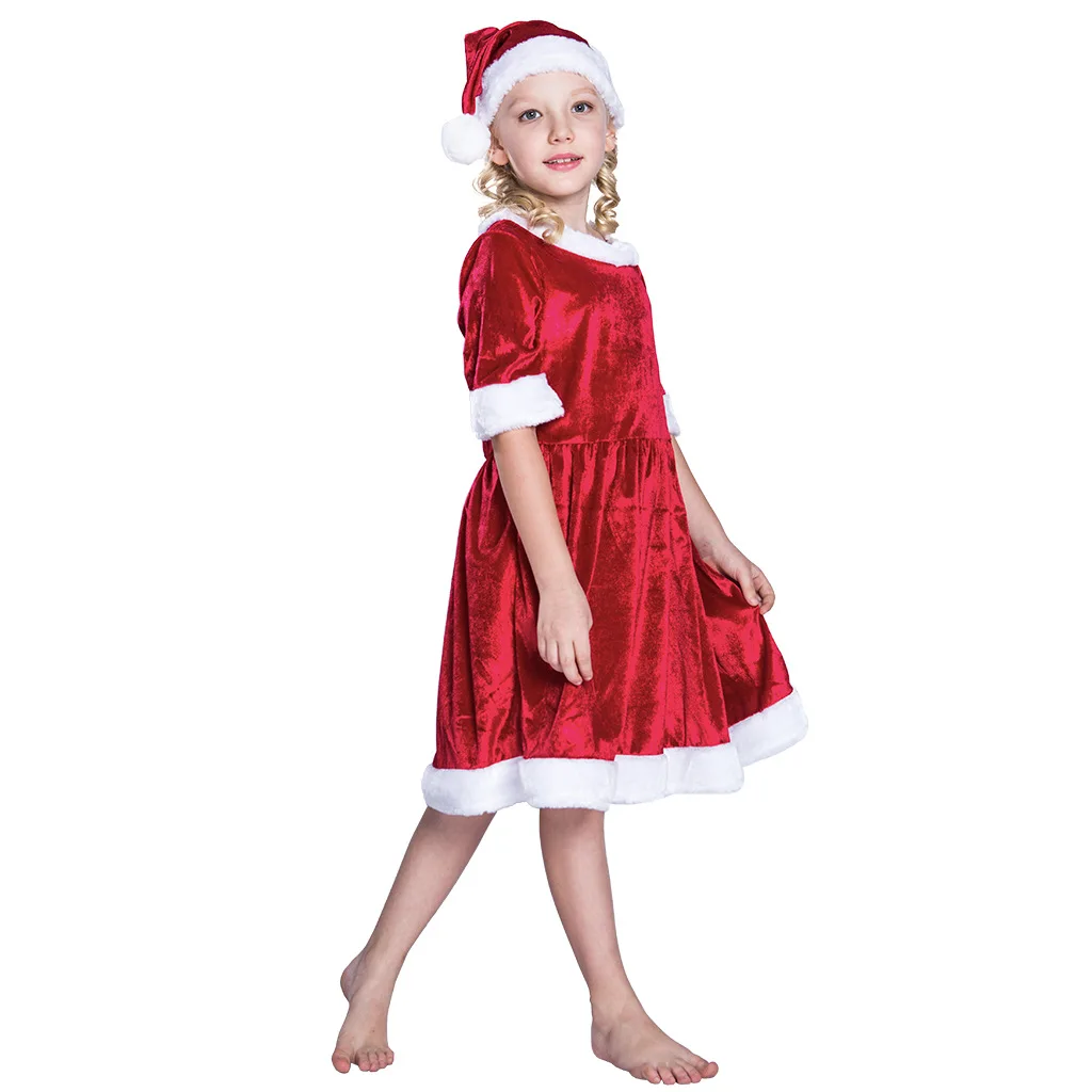 Рождественский костюм для участия в рождественском представлении для маленьких девочек рождественское красное платье праздничную атмосферу костюм