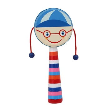 

1pc Smile Baby Kids Children Shaking Wooden Rattle Drum Musical Hand Bell Drum Toy Percussion Educational Instrument Toy