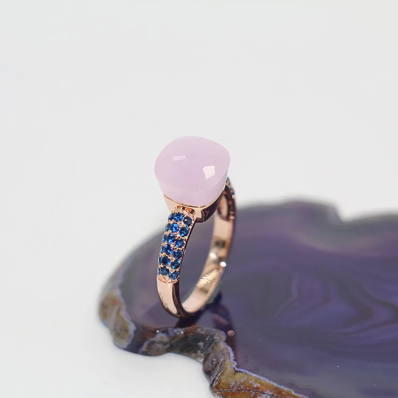 

2021 Top Quality Charming Brand Blue Zirconia And 4 Colours Choose Crystal Rose Gold Plated Rings Best Friends Gift