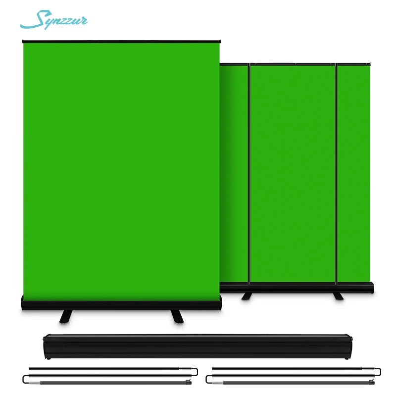 Chromakey Green Screen Portable Pull Up Photo Studio Polyester Cotton Photo  Background With Stand For Virtual Scene Video Keying