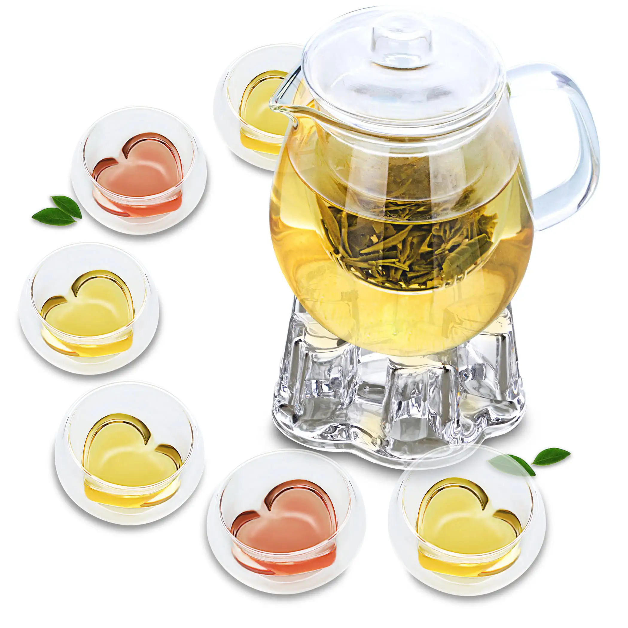 1x Tea Set E 750ml Heatresisting Glass Teapot+6*cups + One Crystal