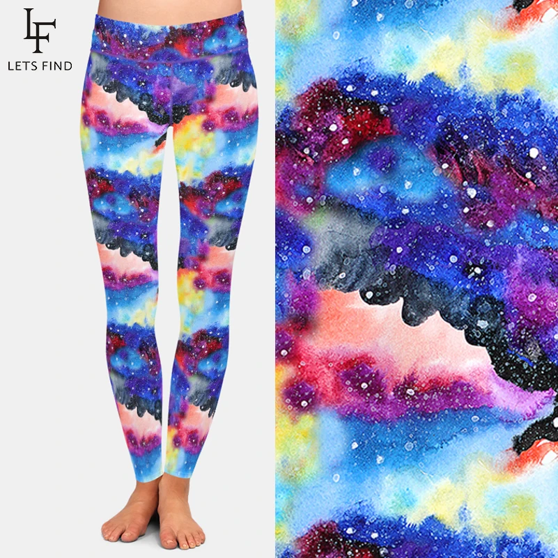 nike leggings LETSFIND New Arrival Beautiful Galaxy Pattern Print High Waist Plus Size Women Leggings Fashion Fitness Slim Female Ninth Pants crossover leggings