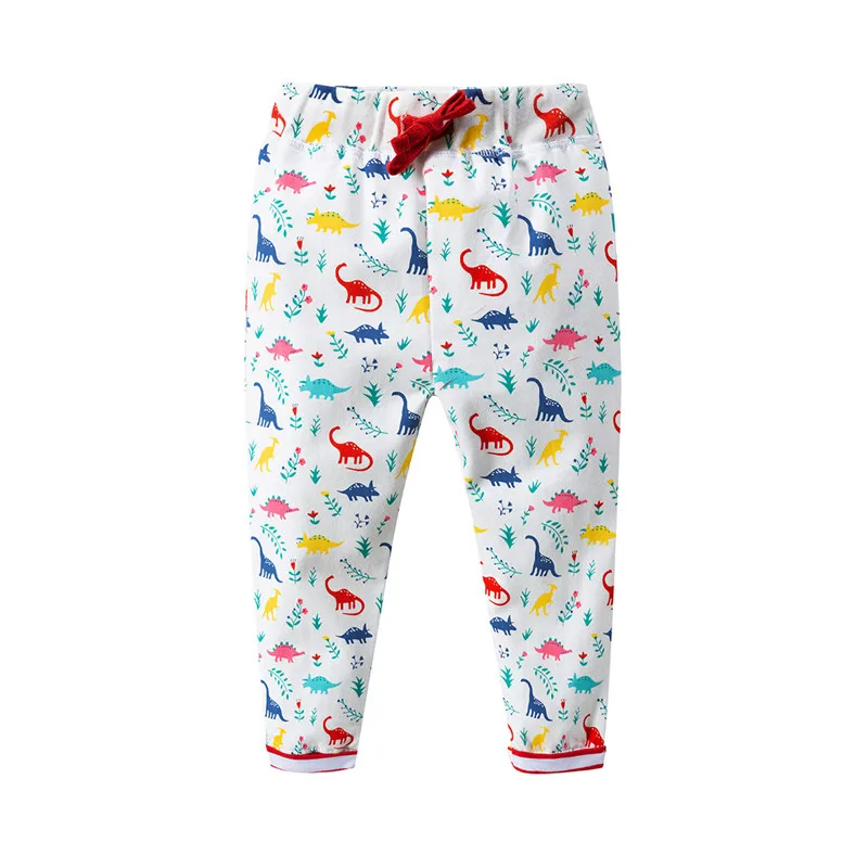 

Jumping meters Brand Dinosaurs Print Girls Pants for Autumn Spring Children Sweatpants Full Length Trousers Drawstring Girl Pant