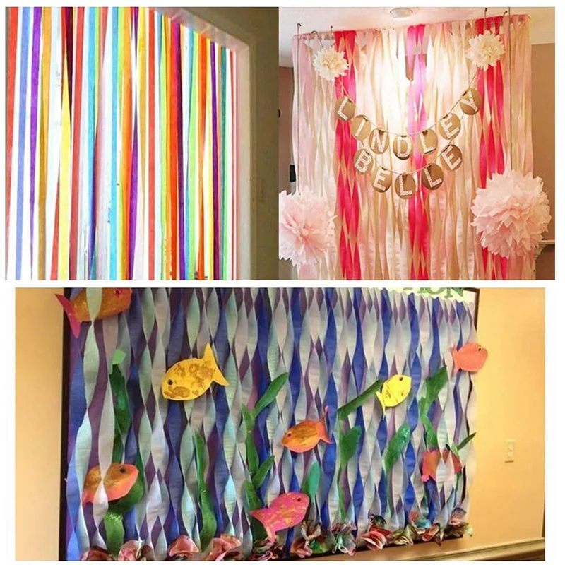 Вечерние ленты Декорации для фона из креповой бумаги радужные дня рождения и