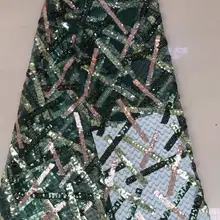 Отличный дизайн Африканское сухое кружево ткань зеленое французское клетчатое кружево ткань с блестками для нигерийских вечерние платья FFD10-1