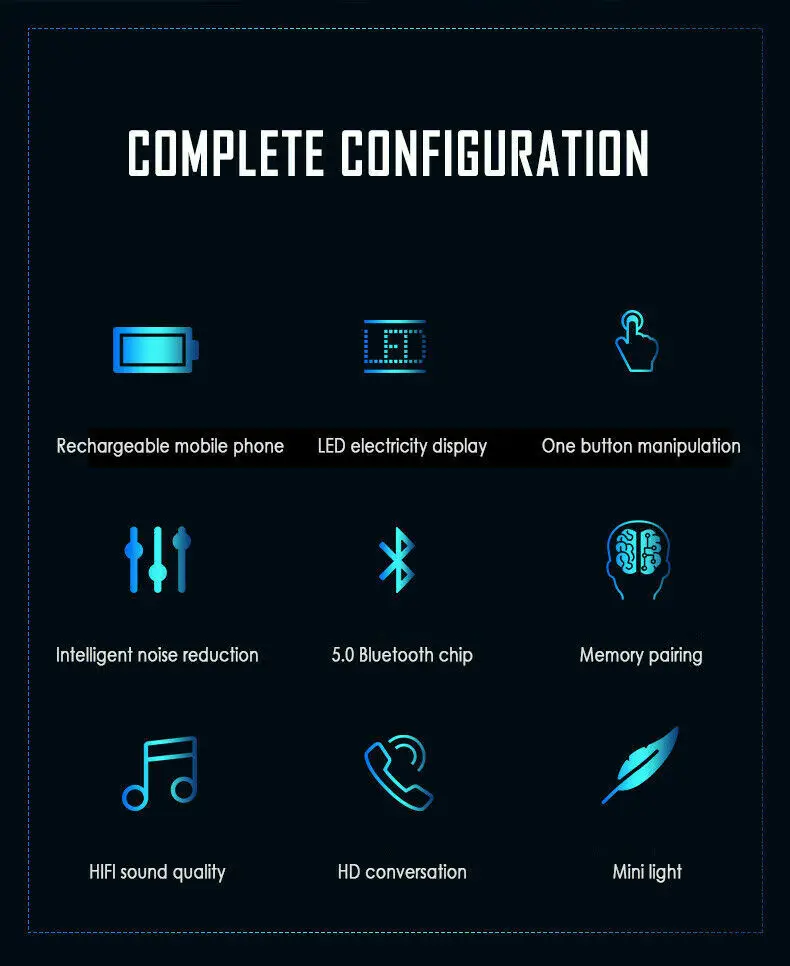 3500mAh LED Bluetooth Wireless Earphones Headphones Earbuds TWS Touch Control Sport Headset Noise Cancel Earphone Headphone