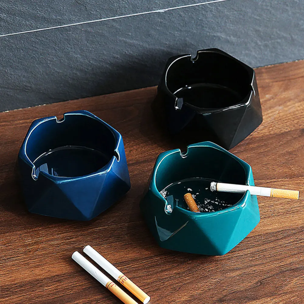 

1 Pc Polygonal Ashtray Ceramics Ash Container Simple Ash Organizer(Random Color)