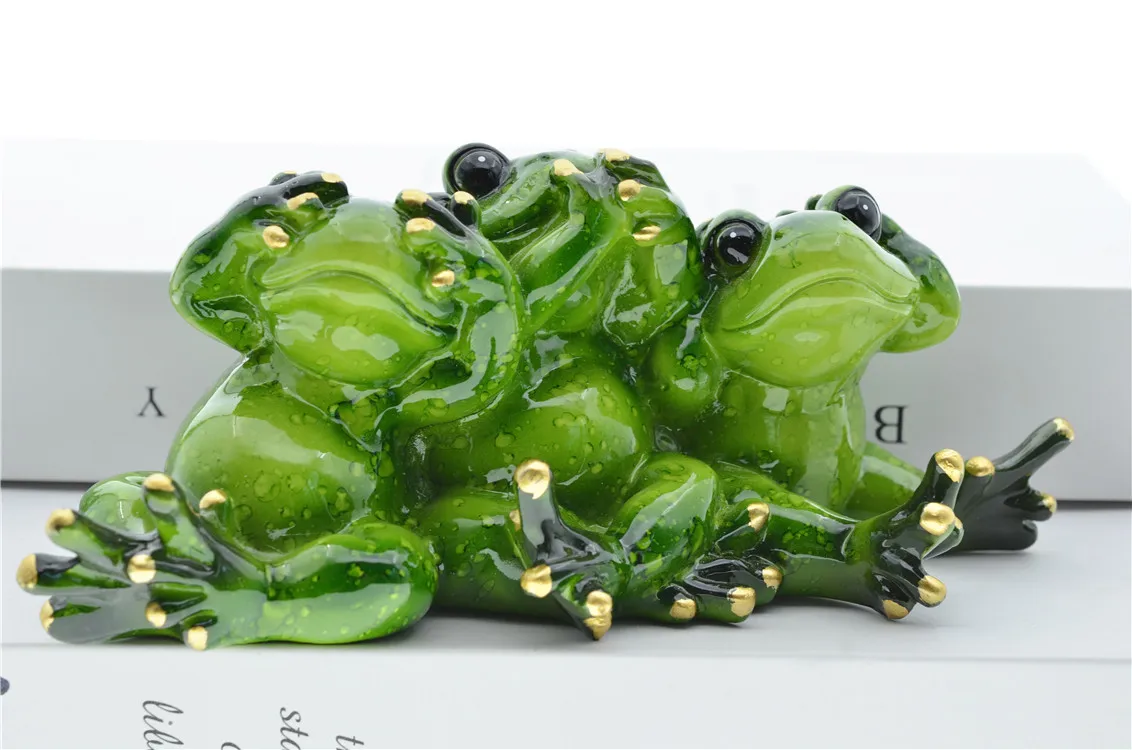 MYBLUE Kawaii Dont Talk Dont Listen Dont Look Frog Figurine Miniature Fairy Garden Nordic Home Room Decoration Accessories