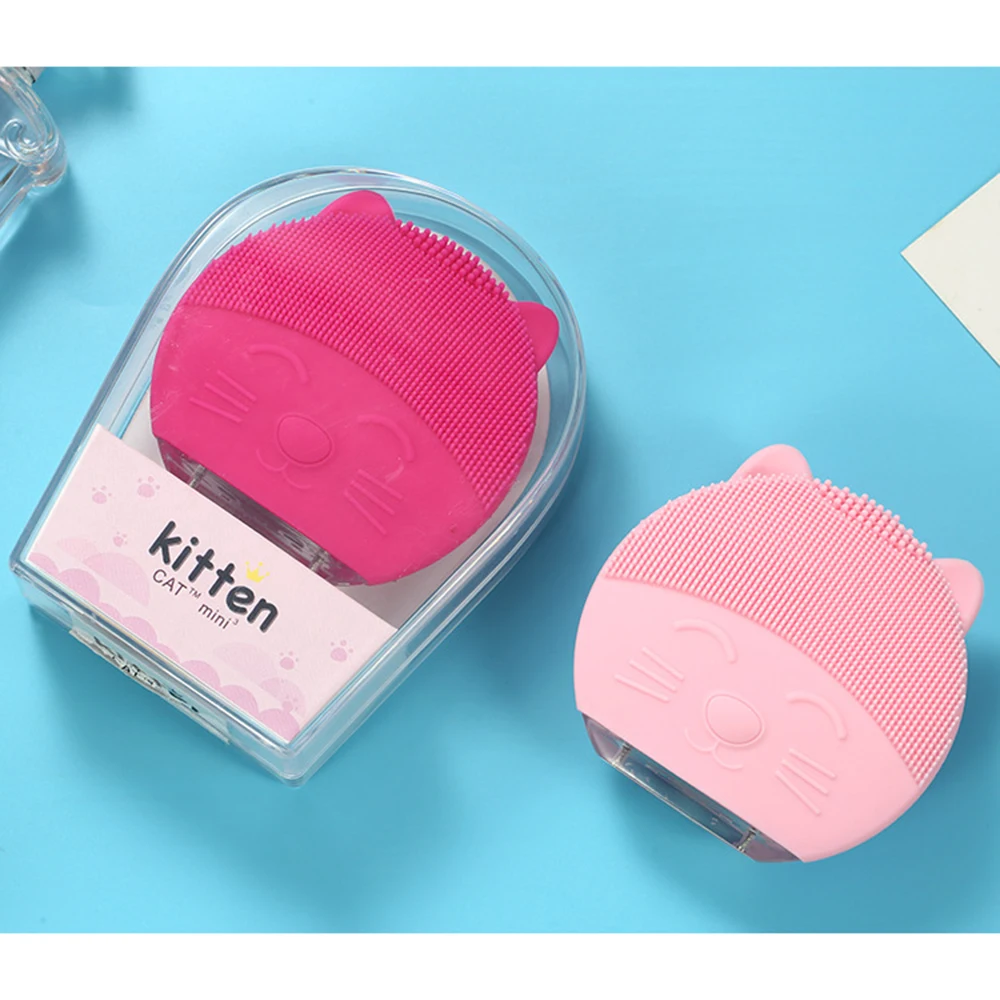

Facial Cleansing Brush Silicone Vibration Massage Face Cleanser Brush Deep Pore Cleaning Electric Waterproof Mini Tool