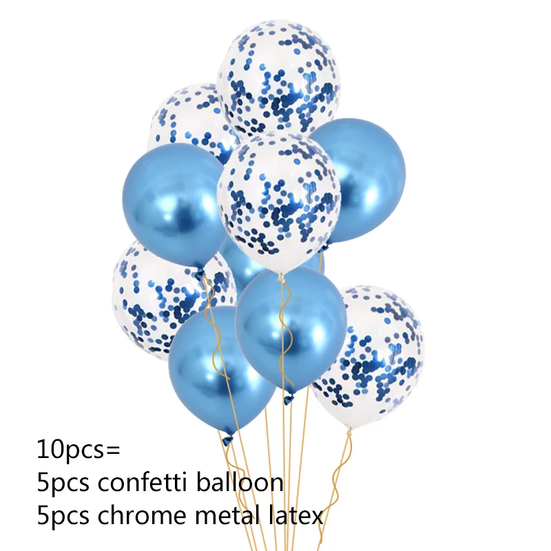 10pcs mix blue 14 шт. Сердце Звезда Золотой воздушный шар "Конфетти" с днем рождения металлический хромированный шарики, День подарков будущей матери Свадебный декор баллоны с гелием - Цвет: 10pcs mix blue